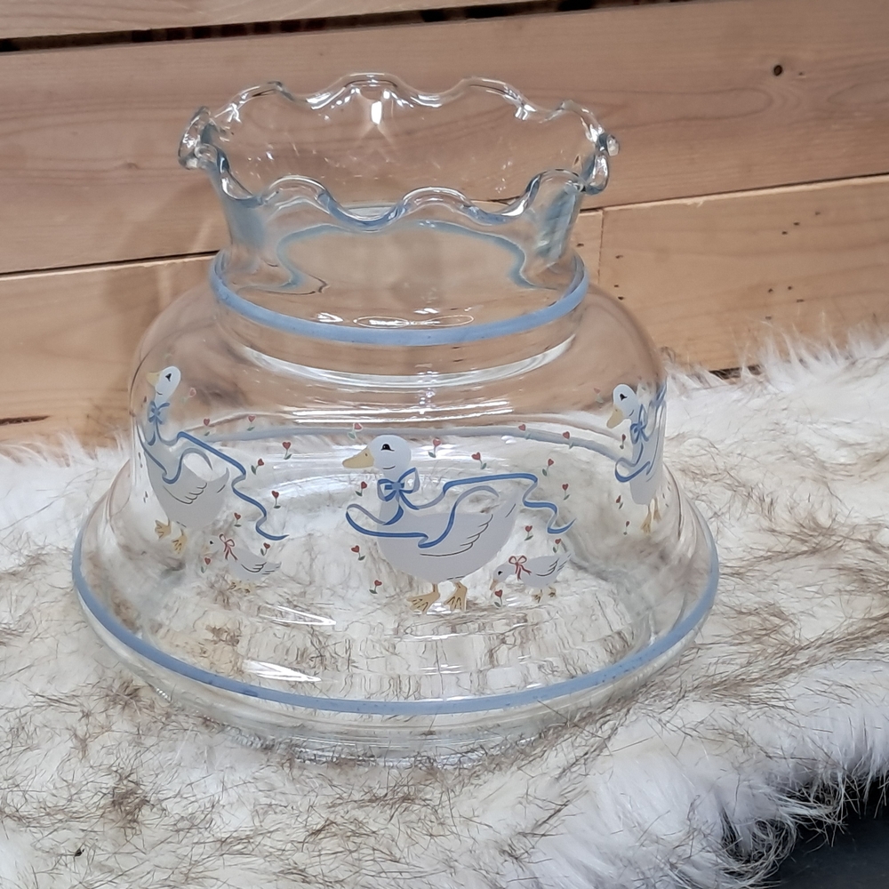 Vintage Hurricane Lampshade with Popular 80's Duck And Hearts Design